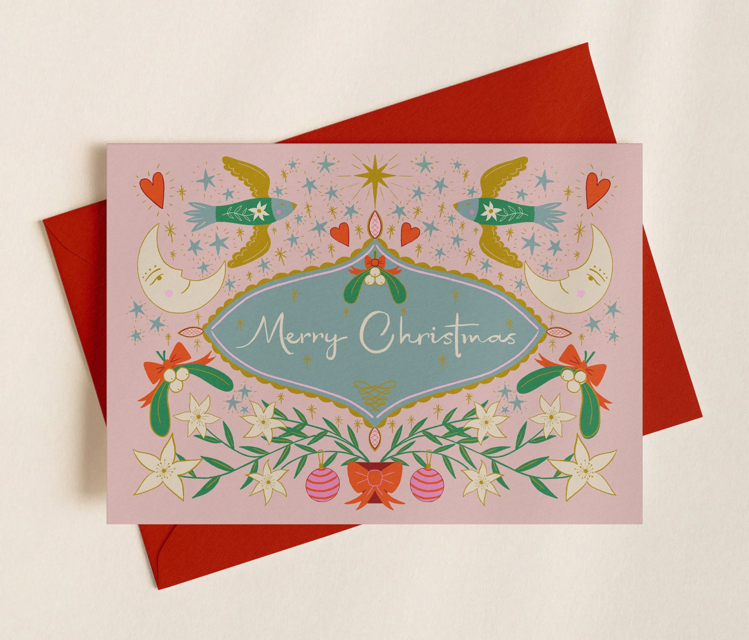 Pastel Christmas Charms / A6 Christmas Card