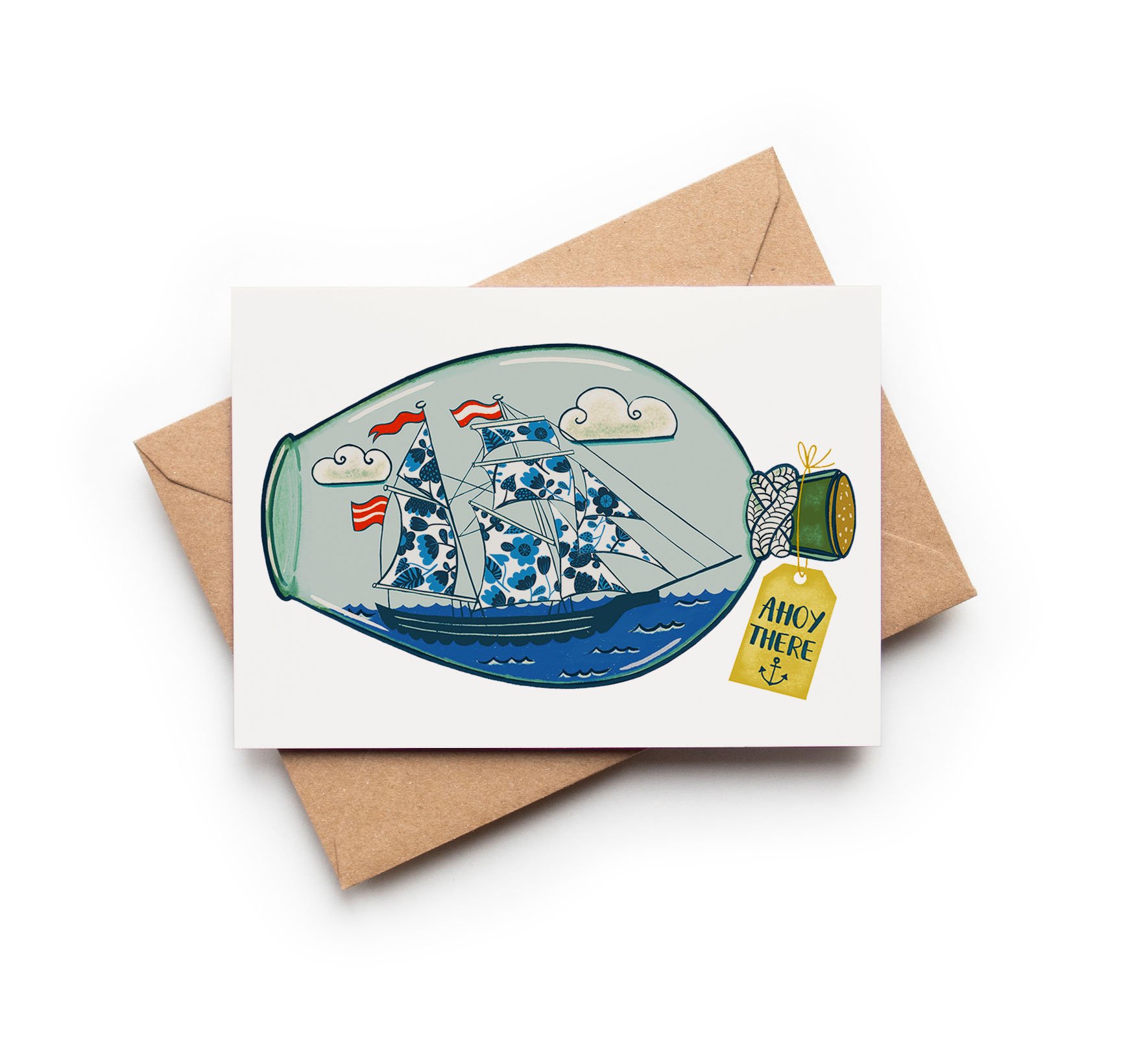 Ahoy There Ship in a Bottle / A6 Card