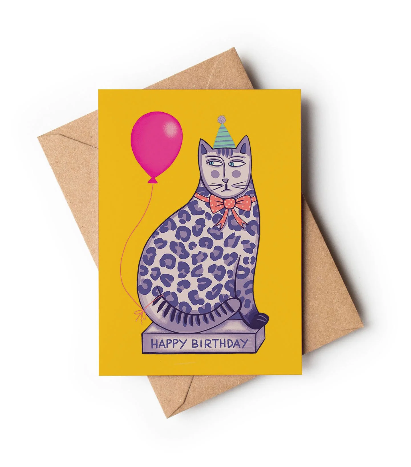 Cat & Balloon / A6 Birthday Card