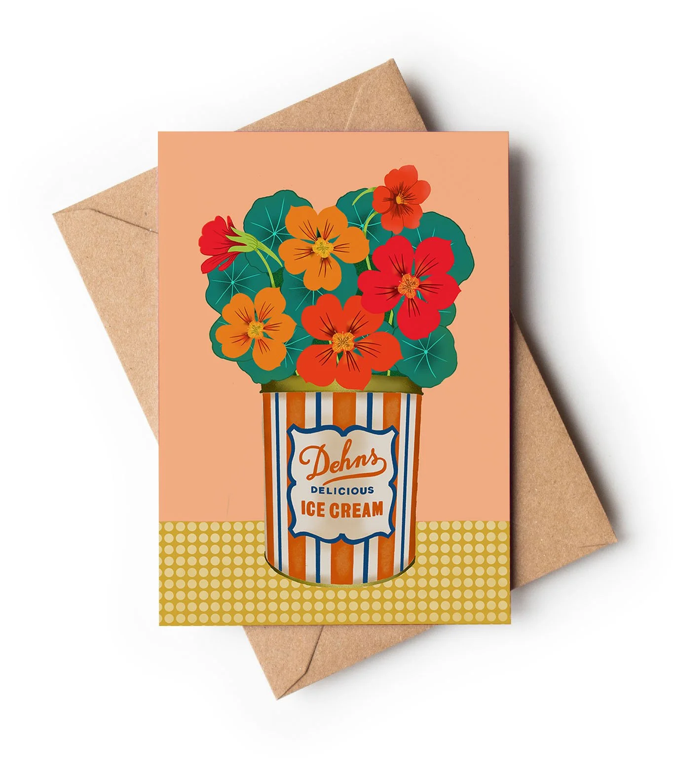 Nasturtiums Vintage Tin / A6 Greetings Card