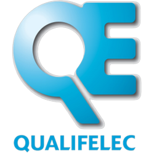 Logo de Qualiflec avec un symbole en forme de loupe intégrant la lettre Q et le mot QUALIFLEC en dessous.