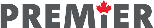 The word "PREMIER" in bold gray letters with a red maple leaf above the 'M'.
