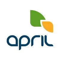 April logo with stylized green and orange leaves above the company name