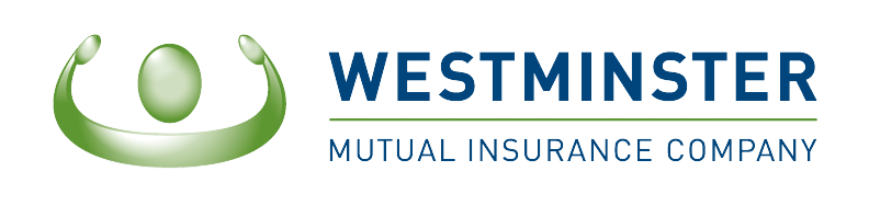 Logo of Westminster Mutual Insurance Company featuring a stylized green figure with arms raised
