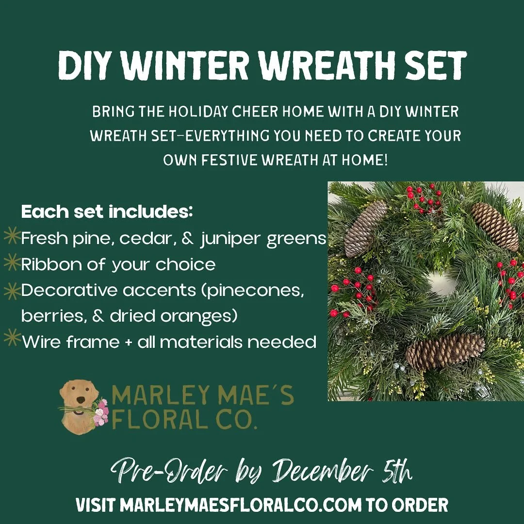 ✨Introducing TWO festive new offerings✨

🎄DIY Winter Wreath Kits &mdash; Can&rsquo;t make it to a wreath workshop? No problem! We&rsquo;ve got you! Create your own gorgeous wreath at home with our step-by-step instructions. Cozy vibes, hot cocoa, an