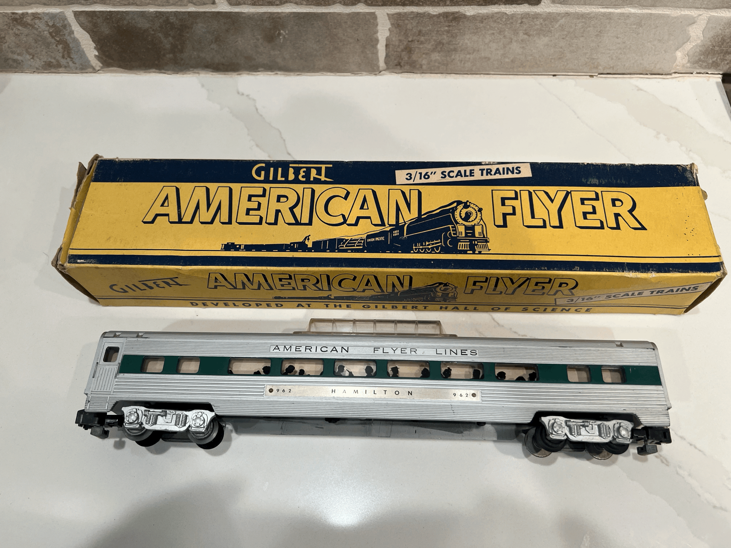 Vintage Gilbert American Flyer #962 "Hamilton" Vista Dome Car S-Gauge w/ Box