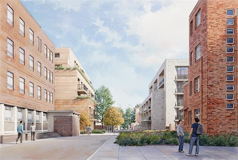  View looking north up Ravenscourt Square, with the Boiler House site on the far left. 