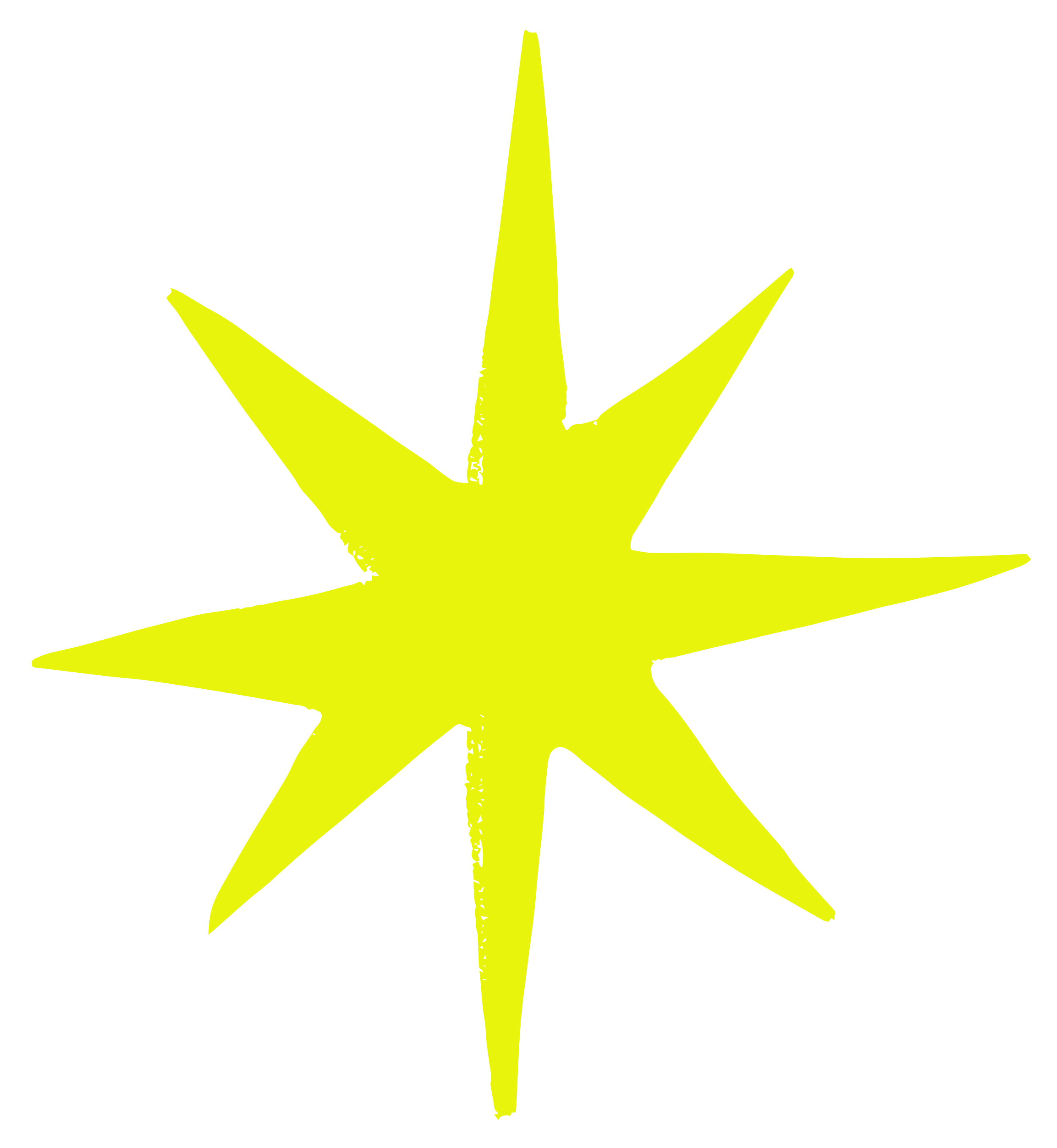 Yellow star-shaped object with irregular points on a black background.