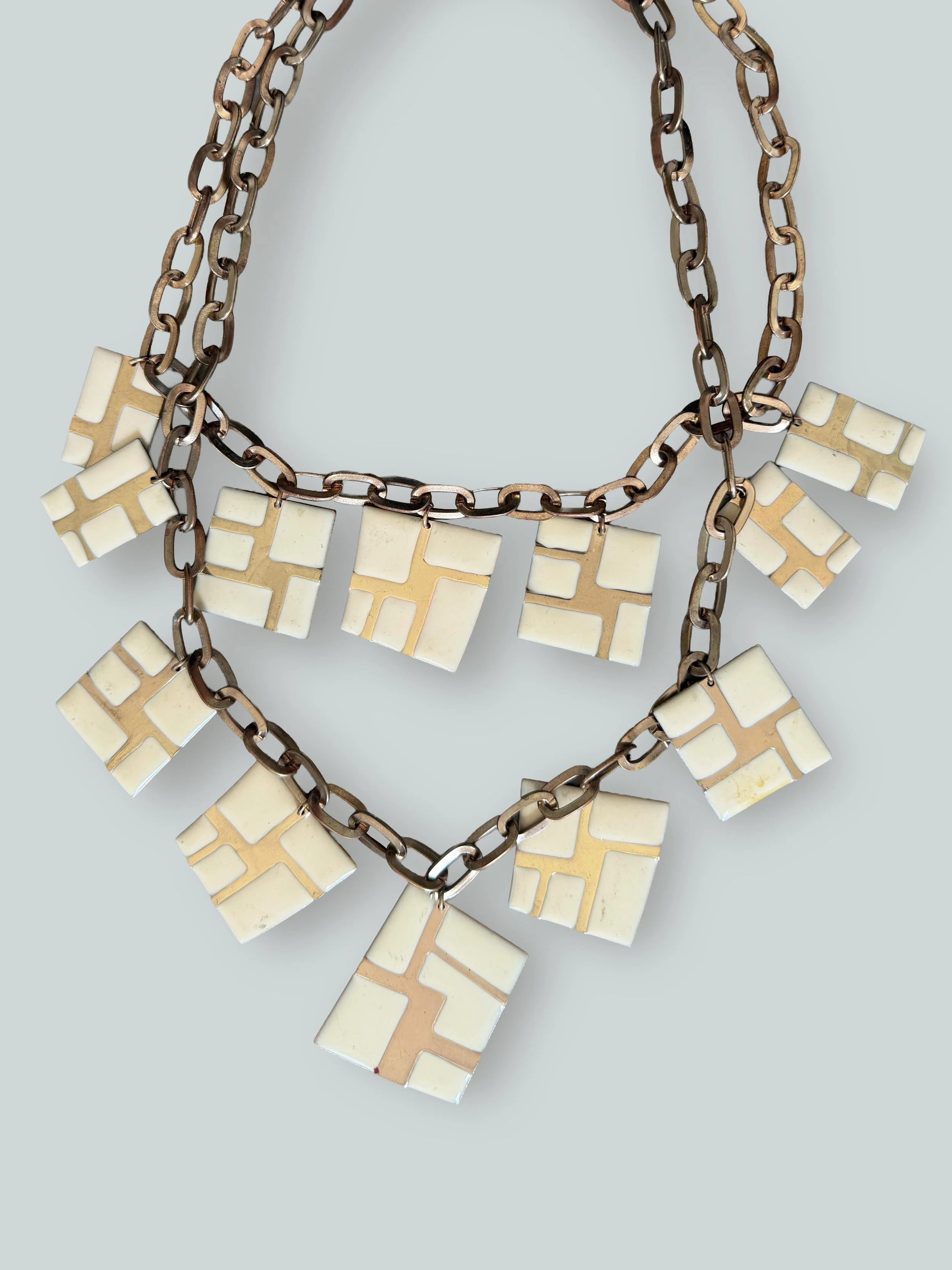 "THE STATEMENT" VINTAGE ENAMEL PENDANT NECKLACE