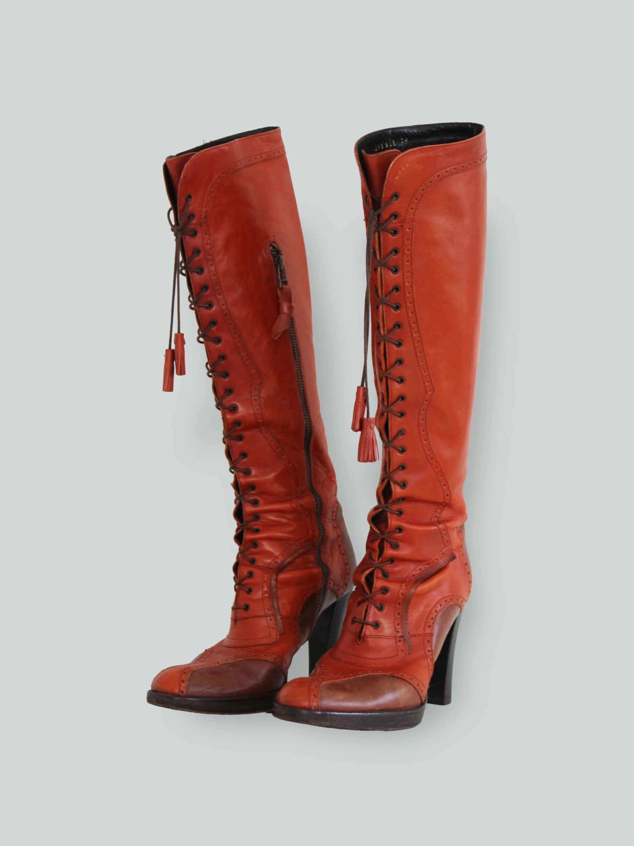 Max Mara High Leather Oxford Style Boots- SZ 38