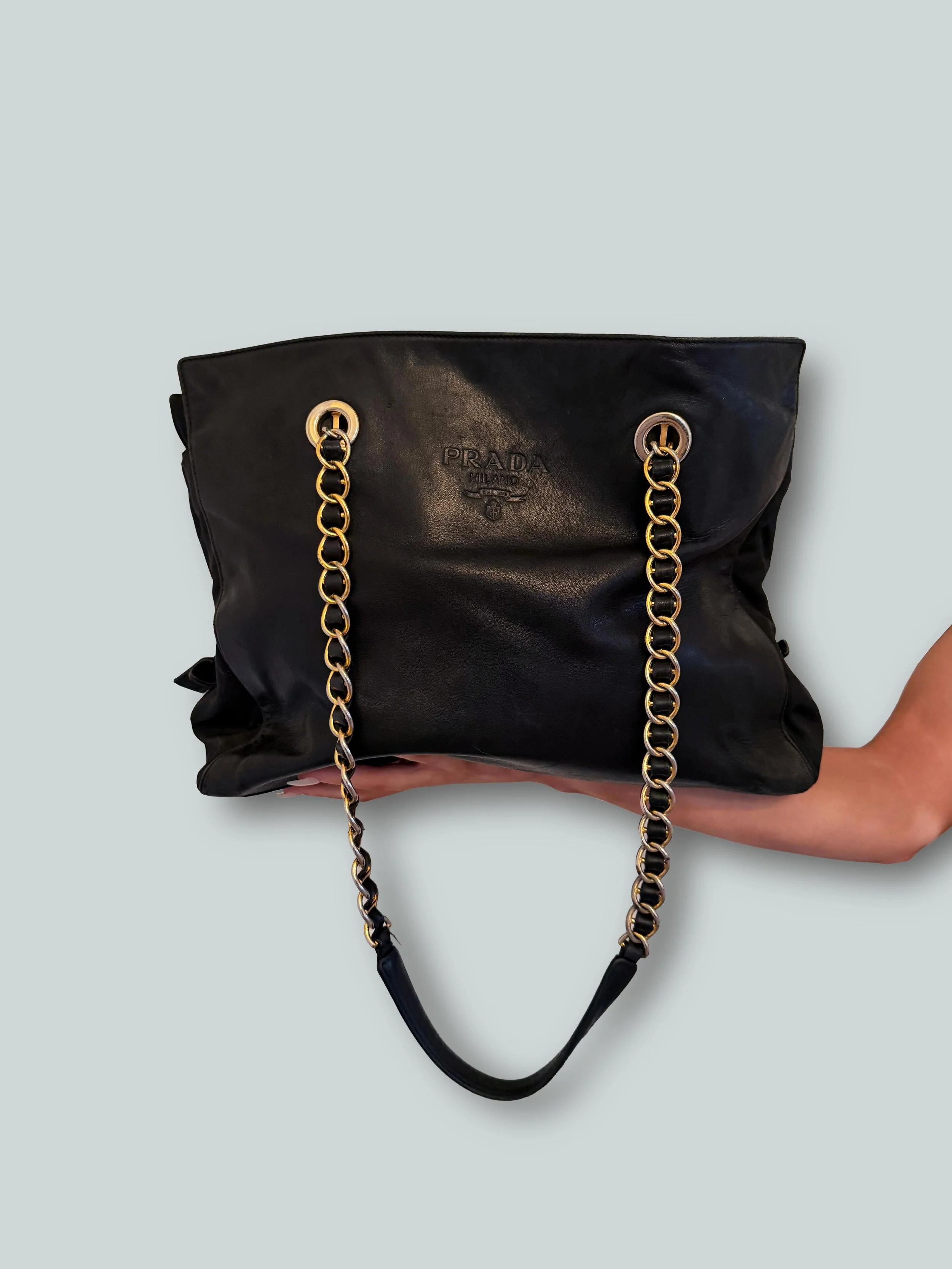 PRADA VINTAGE OVERSIZED CALFSKIN BAG-circa 95'