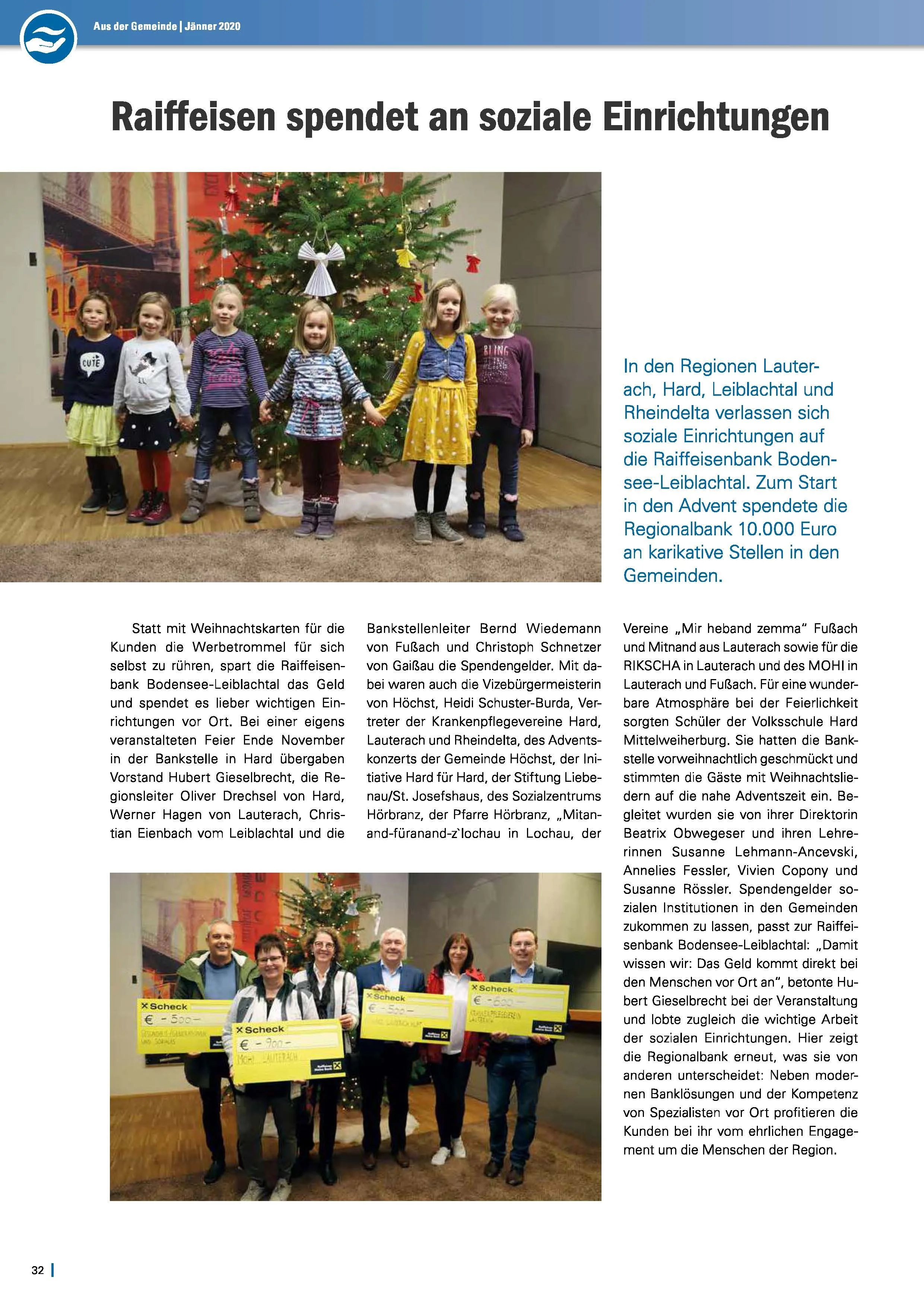 Raiffeisen spendet an soziale Einrichtungen - Jänner 2020.jpg