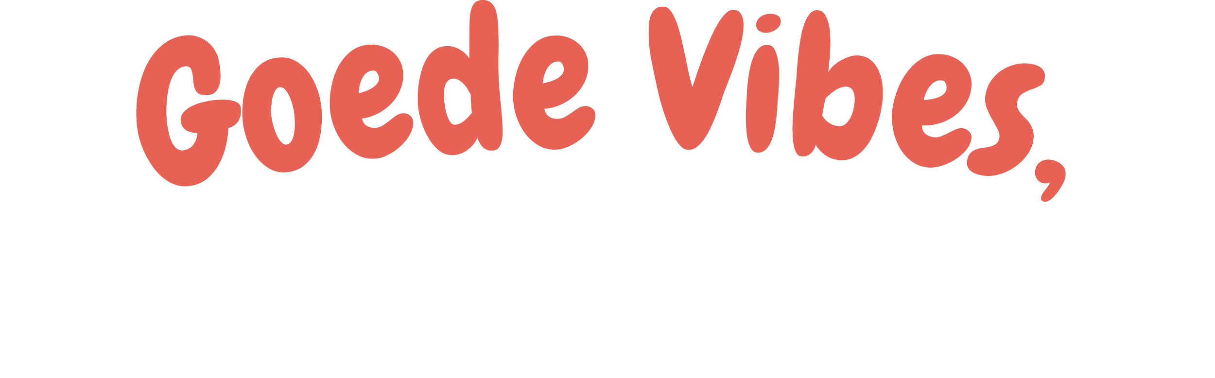 Text graphic that says, "Goed Vibes, UNDERSTANDABLE!" in a playful, colorful font.