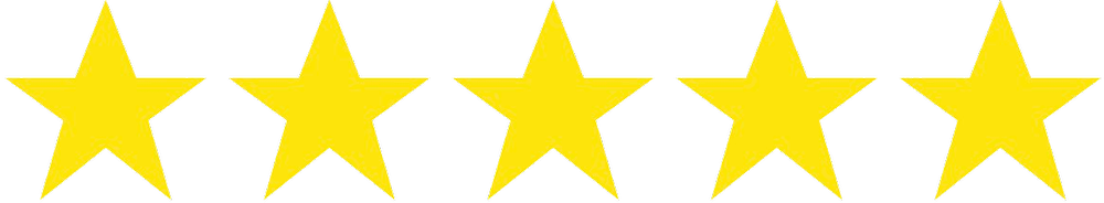 Six yellow stars in a row on a black background