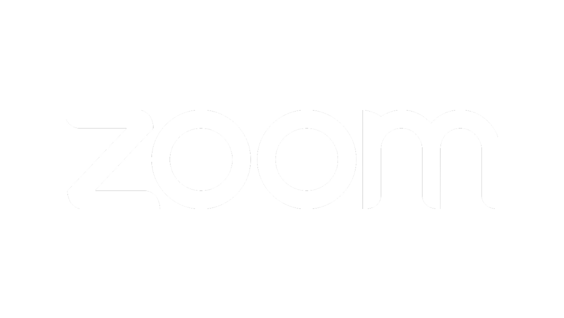 Zoom logo in white letters on a black background.