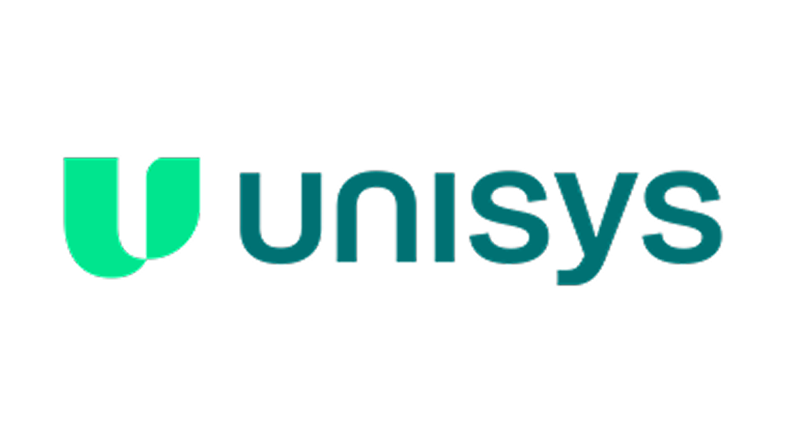 Unisys logo featuring a stylized teal 'U' and the company name 'Unisys' in teal font.