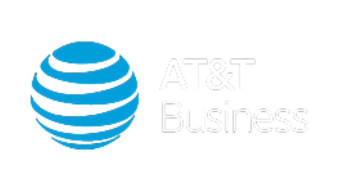 AT&T Business logo with a blue 3D globe on the left and the words "AT&T Business" on the right.