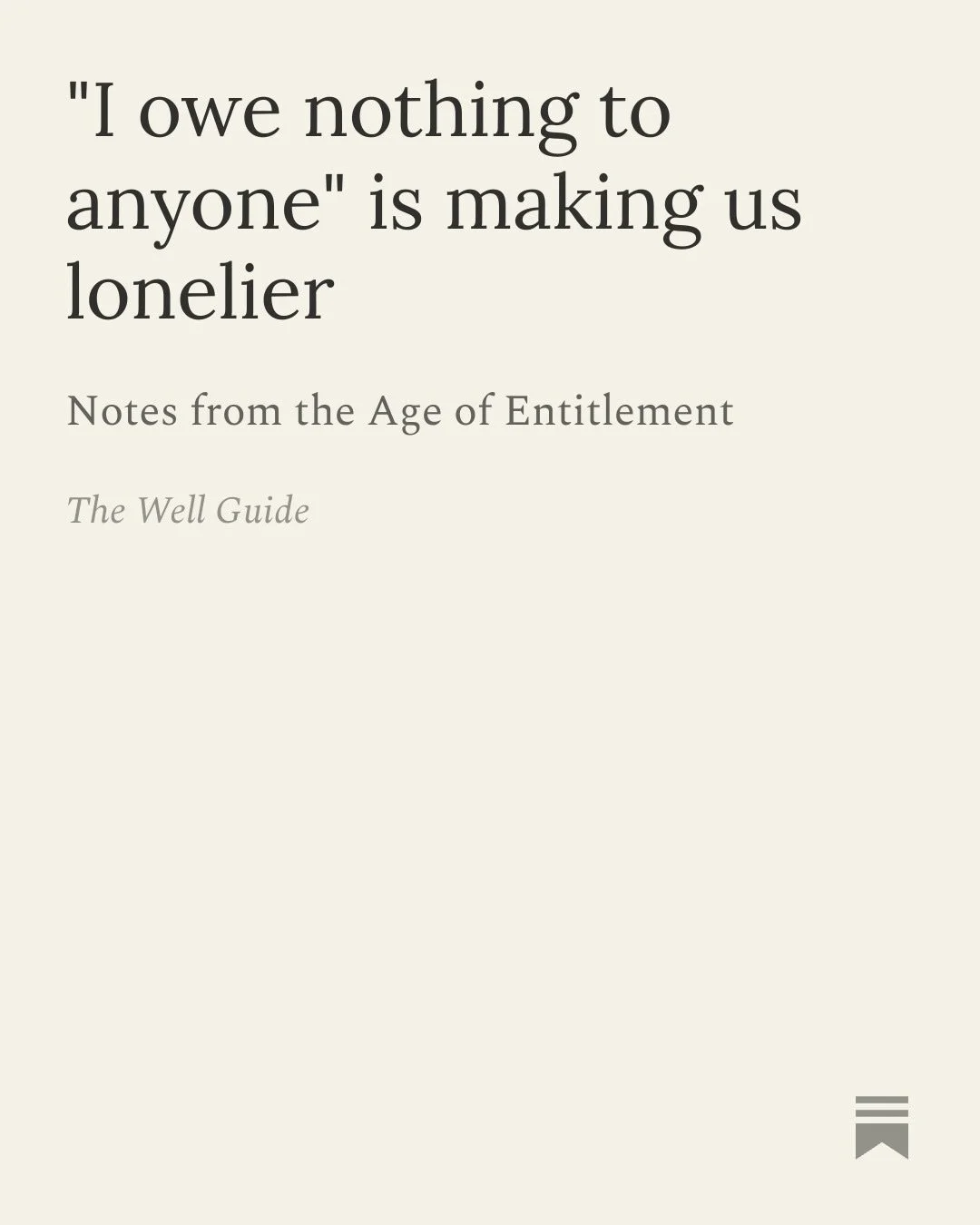 Comment &ldquo;read&rdquo; below to get a link to the whole essay
.
.
.
#wellguide #substackwriter #substacknewsletter #sundayreflections❤️ #communitycare #loneliness