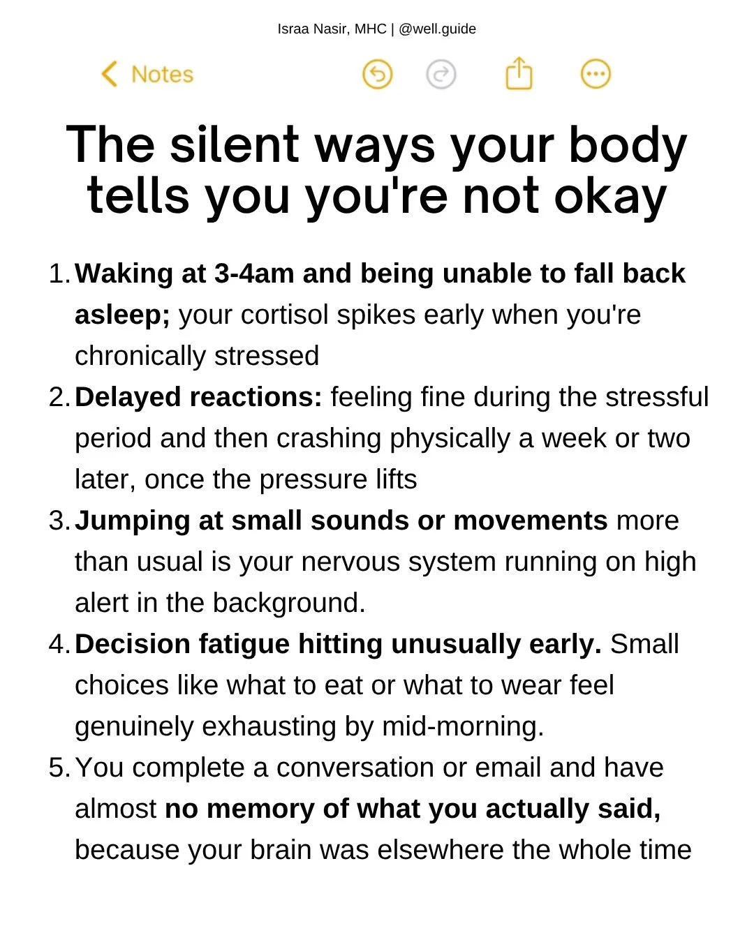 This is called: silent stress. 

Your body starts sending distress signals long before your mind is willing to admit something is wrong. A jaw that won&rsquo;t unclench, waking at 3am for no clear reason, losing your train of thought mid-sentence, th