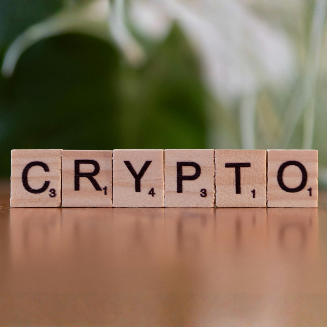 Stack of blocks that say "crypto"