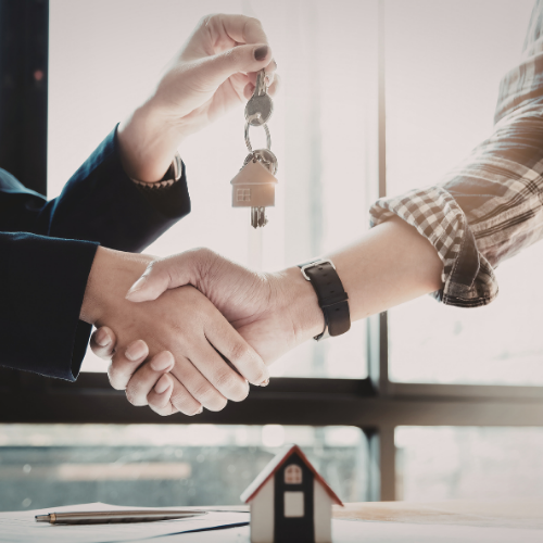 Homeowner receiving keys