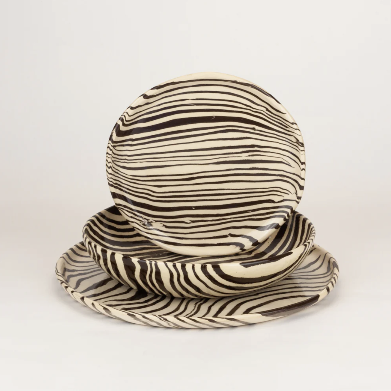 3 Piece Brown & White Marble Dinner Set | $272