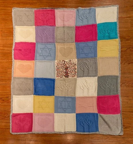 Over 1,000 squares were donated, with 50 blankets made. This blanket, with my TOL square, went to the mother of the 2 sons who were killed.