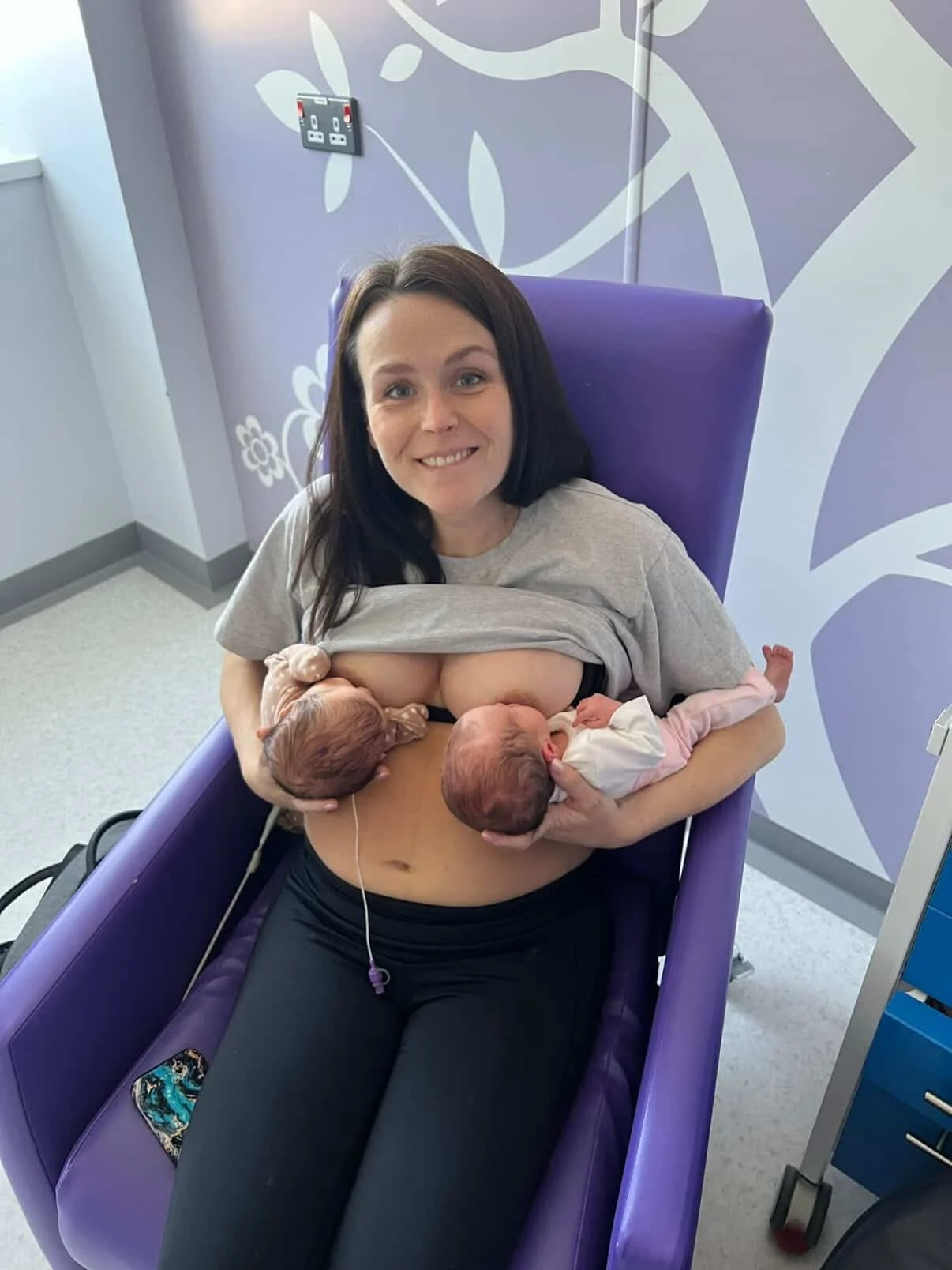 Mother breastfeeding twins - specialist lactation support for multiple babies IBCLC Bath Bradford on Avon Somerset