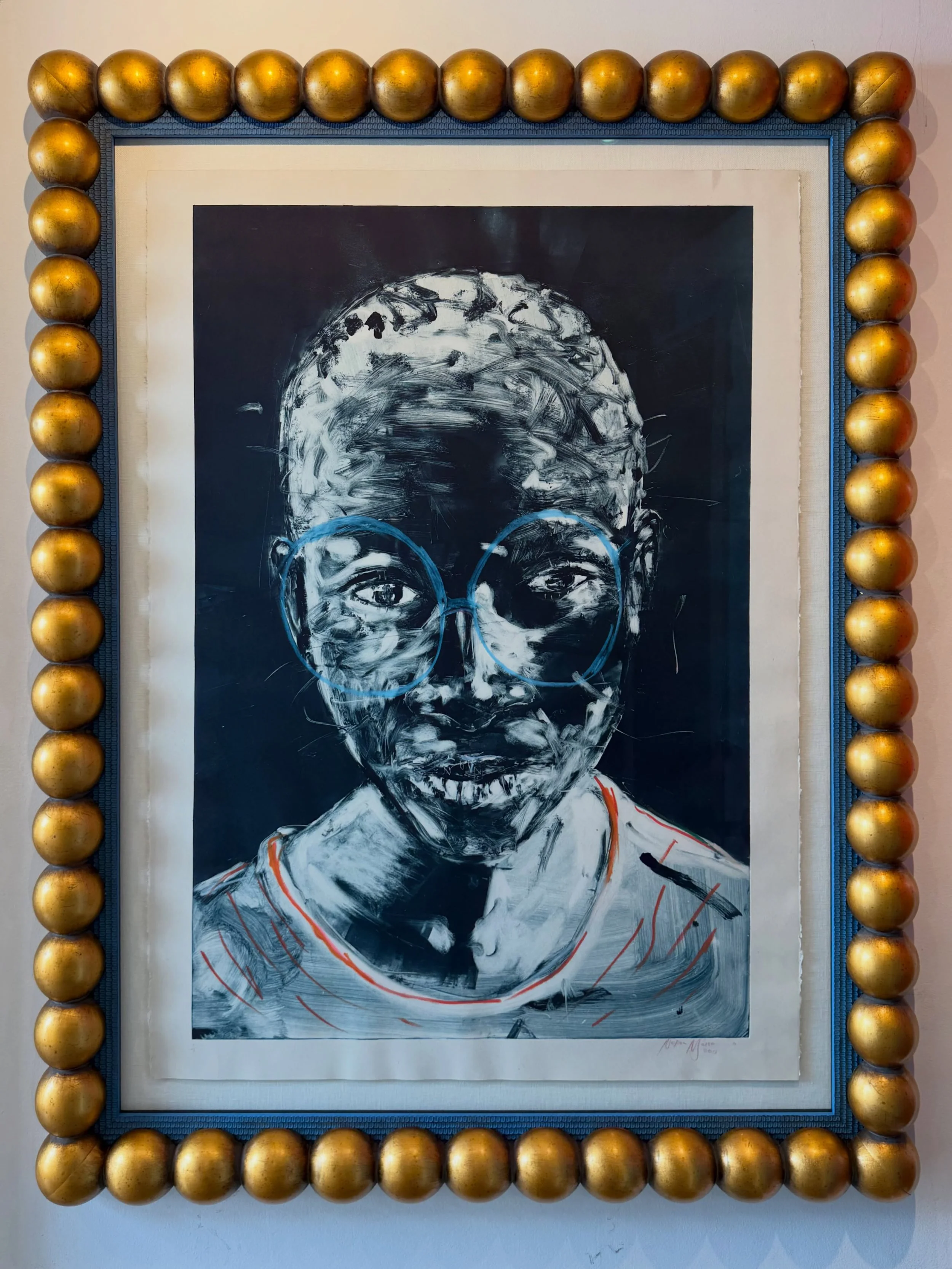 Nelson Makamo&rsquo;s work reclaims the African child not as a symbol of pity, but of POWER, an architect of the limitless. 

Huge fan of his work❤️

This piece is framed in one of my favorite frames with a custom painted inner. 
Designed for @gentle