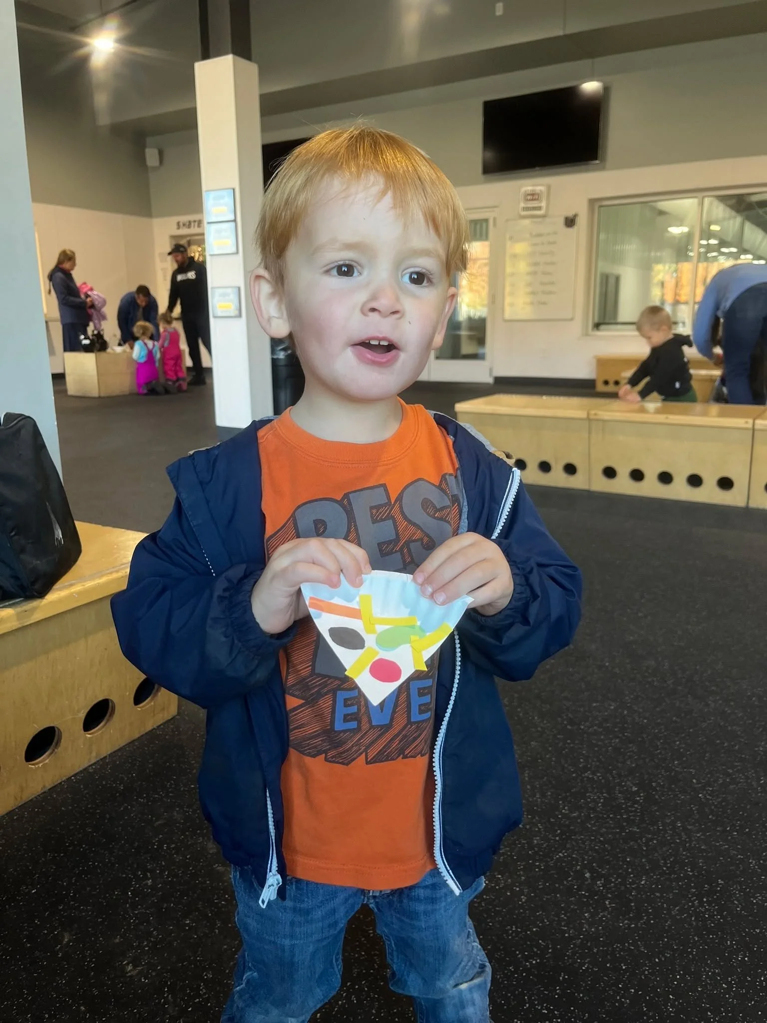 Our brave new toddler skaters created some awesome paper pizza combinations this morning to go with today's story🍕We kicked off the Fall 2 session of our Toddlers on Ice class this morning with a great group of skaters, but there's always room for m