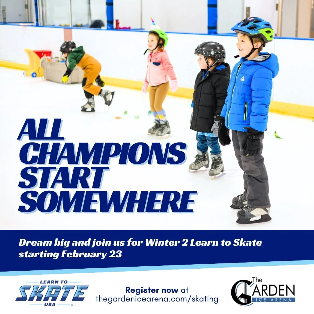 Feeling inspired by the Olympics? Whether you're ready to jump into competitive sports, or just looking to try something new, the Garden Ice Arena has something for you and your family! 
Learn to Skate classes are the foundation of our programs, teac