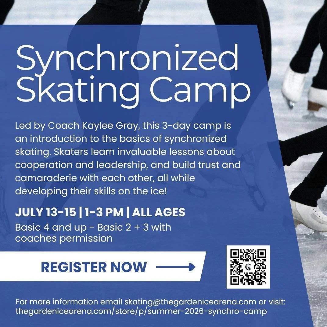 Synchronized figure skating is coming to the Garden Ice Arena! The Synchronized Skating Camp will introduce skaters to the basics of synchronized skating. Led by Coach Kaylee Gray, former competitive skater for the Grand Valley State University Synch