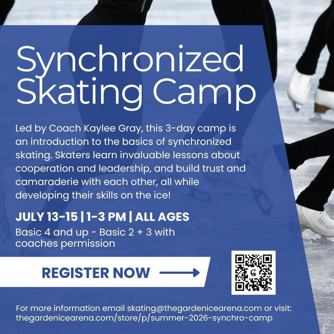 Synchronized figure skating is coming to the Garden Ice Arena! In this beginner-friendly camp led by Coach Kaylee Gray, skaters will begin to explore one of the disciplines of team figure skating. Skaters learn invaluable lessons about cooperation an