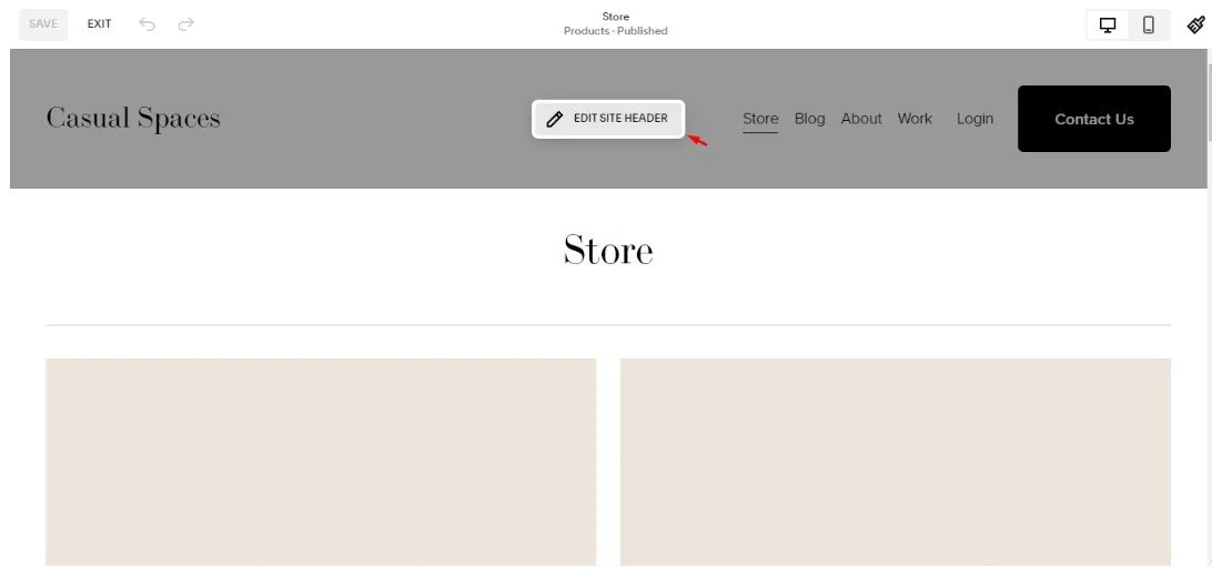 Edit site header and footer
