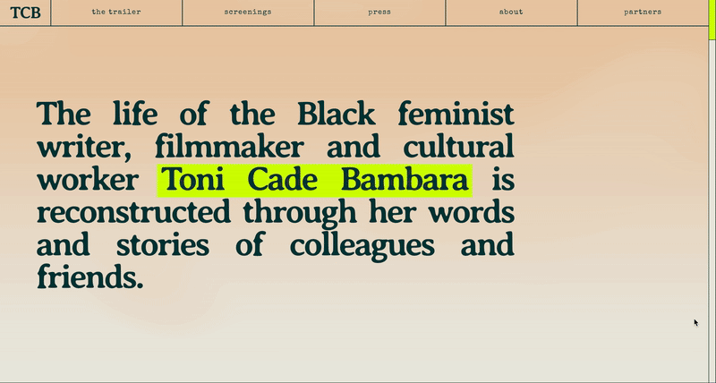 Toni Cade Bambara website by Golden Launch Creative