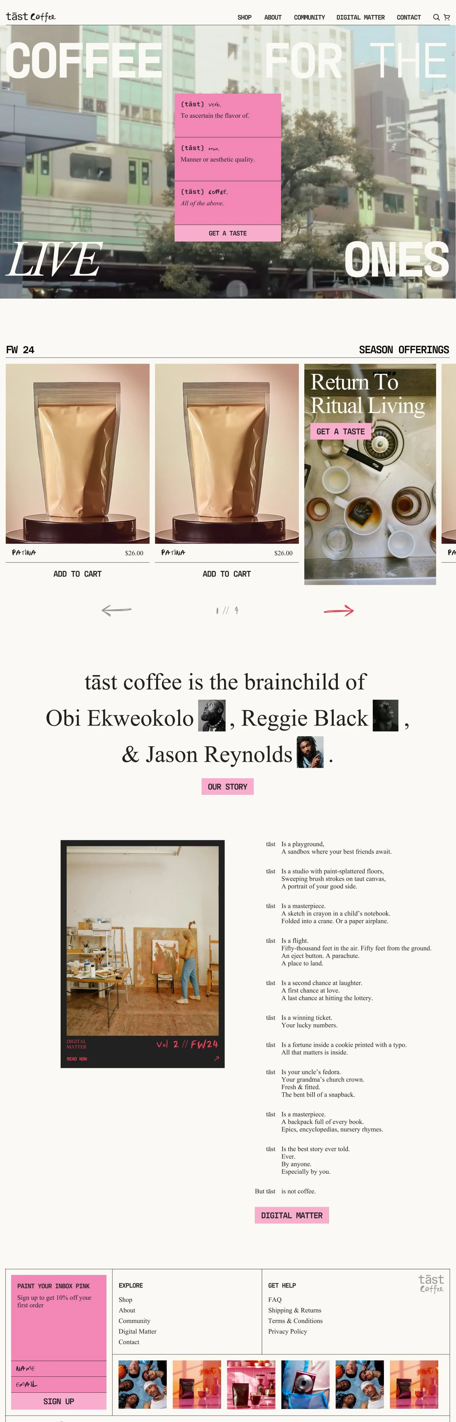 tast coffee website