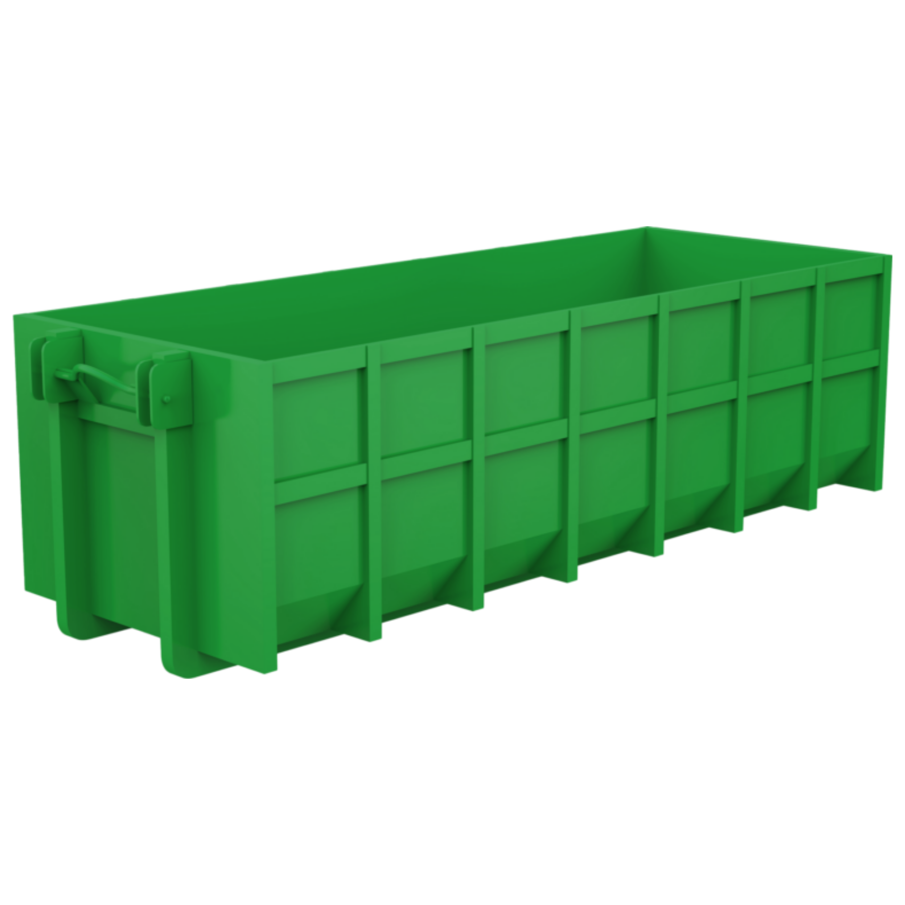 A large green dumpster for junk removal.