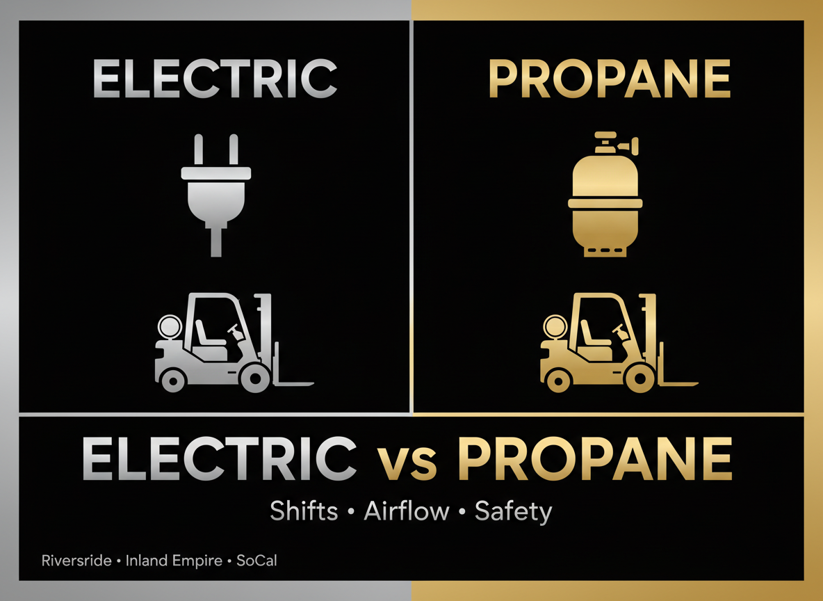 Electric vs Propane Forklift Rentals for Warehouses in the Inland Empire : Pros, Cons, &amp; Indoor Rules