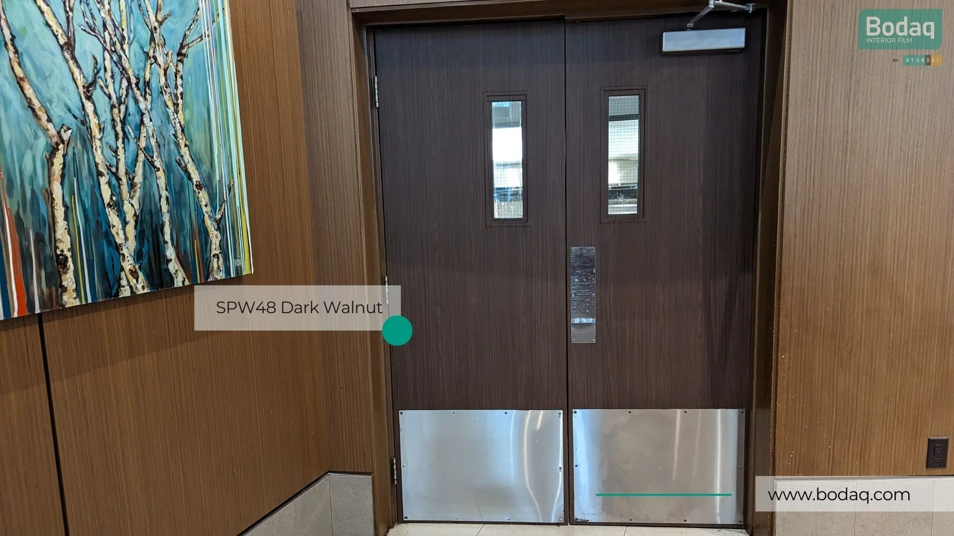 Door with dark walnut wrap cover.