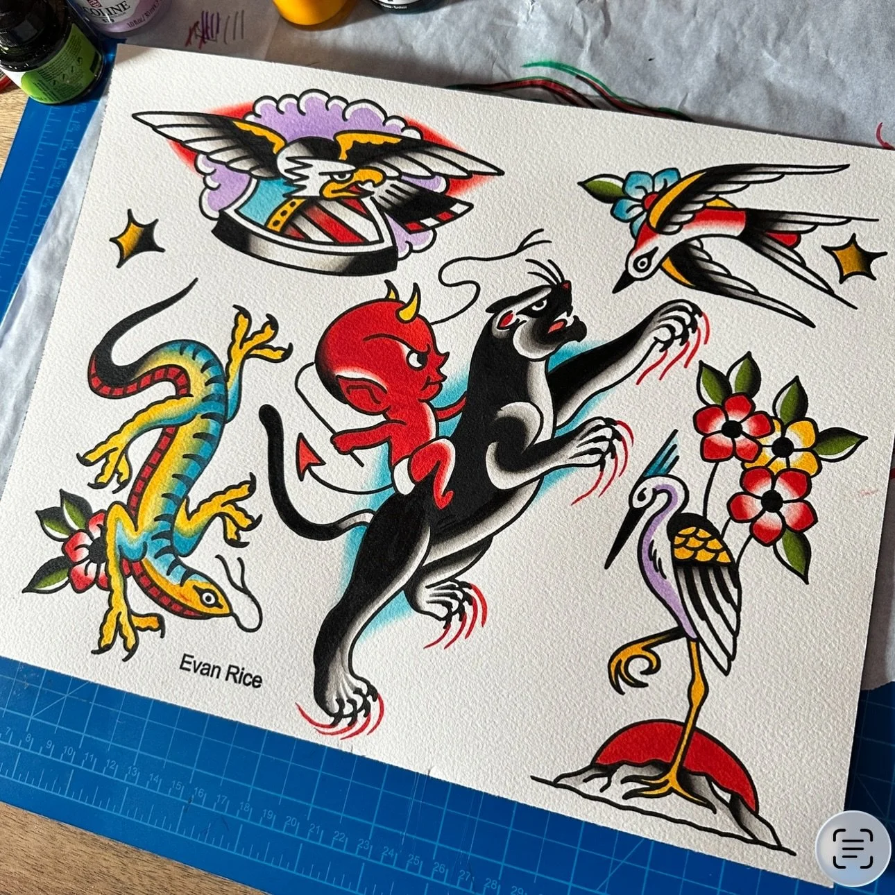 After @stoneystclair_tribute hand painted with ❤️ 

All available to be tattooed at the one and only @greatdayindy 

evanricetattoos@gmail.com for appointments