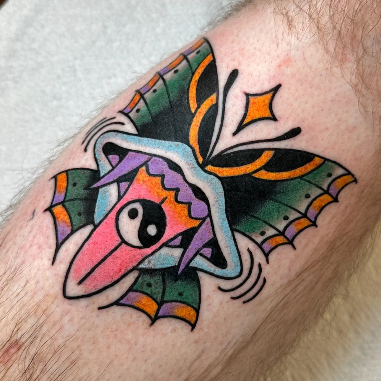 Psychedelic funk for my dude @extrahairypeople from some flash. Thanks a bunch!! 

evanricetattoos@gmail.com to schedule☯️☯️☯️☯️

Tattoos built to last @wingandwheeltattoo