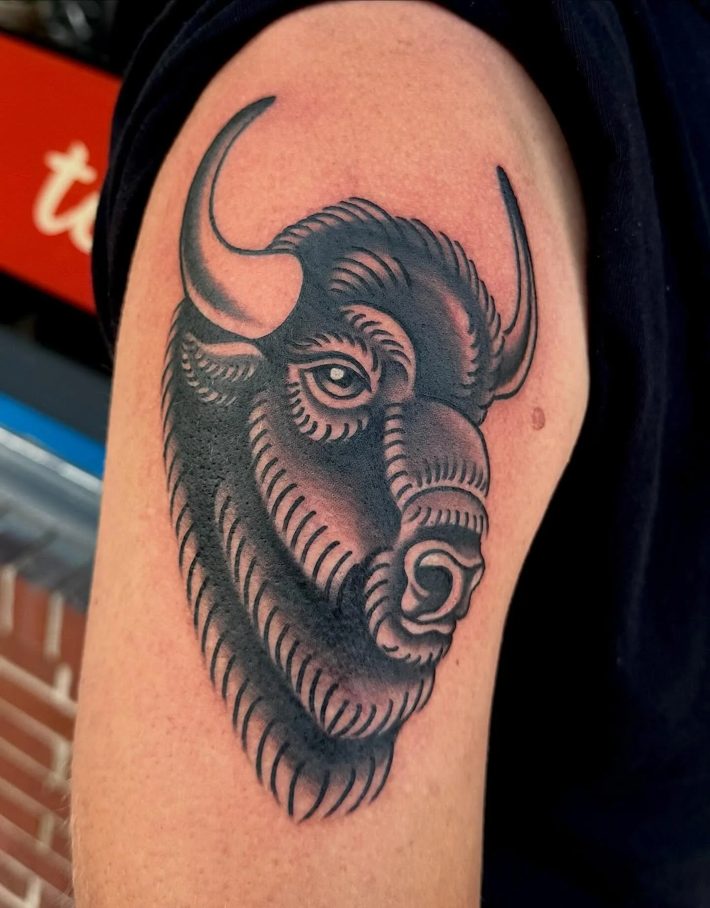First tattoo for Chase! Thank you so much for the trust. 🦬🖤