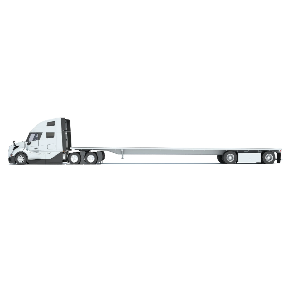 Semi-truck with an extended flatbed trailer