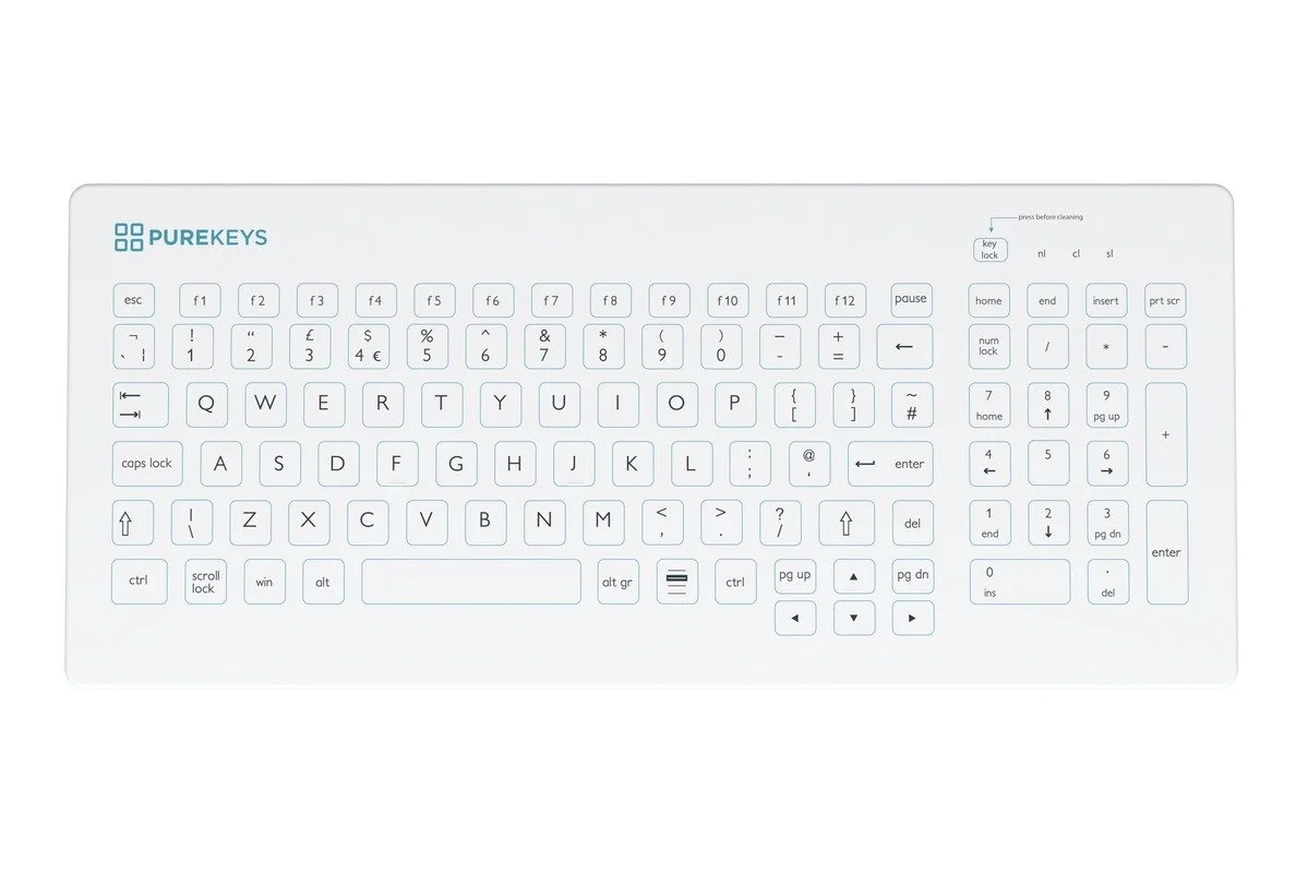 Purekeys USB Compact Keyboard 104 keys, IP66, White