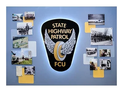 SHPFCU logo and ond images on a light blue background