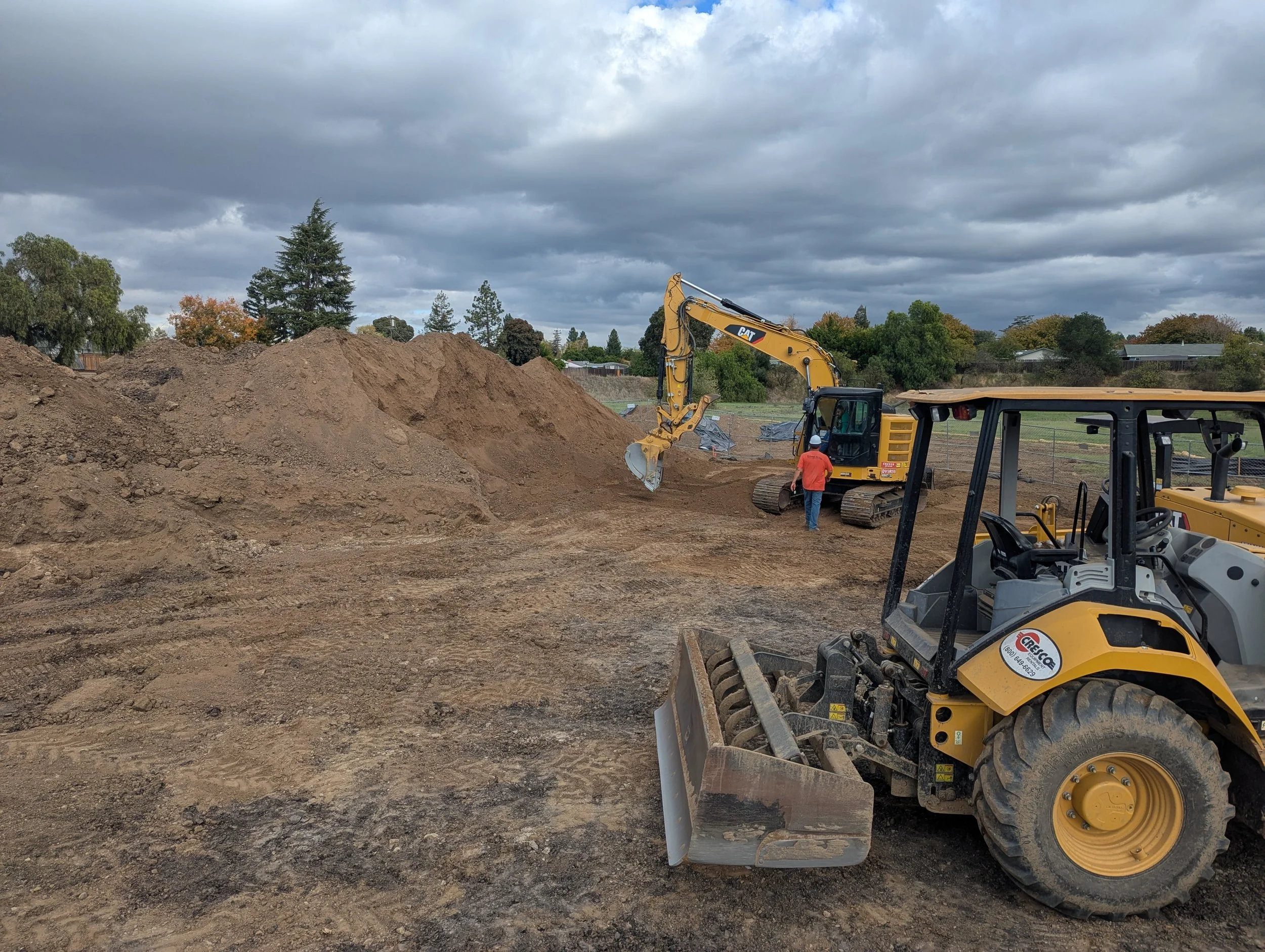 excavator and skip loader