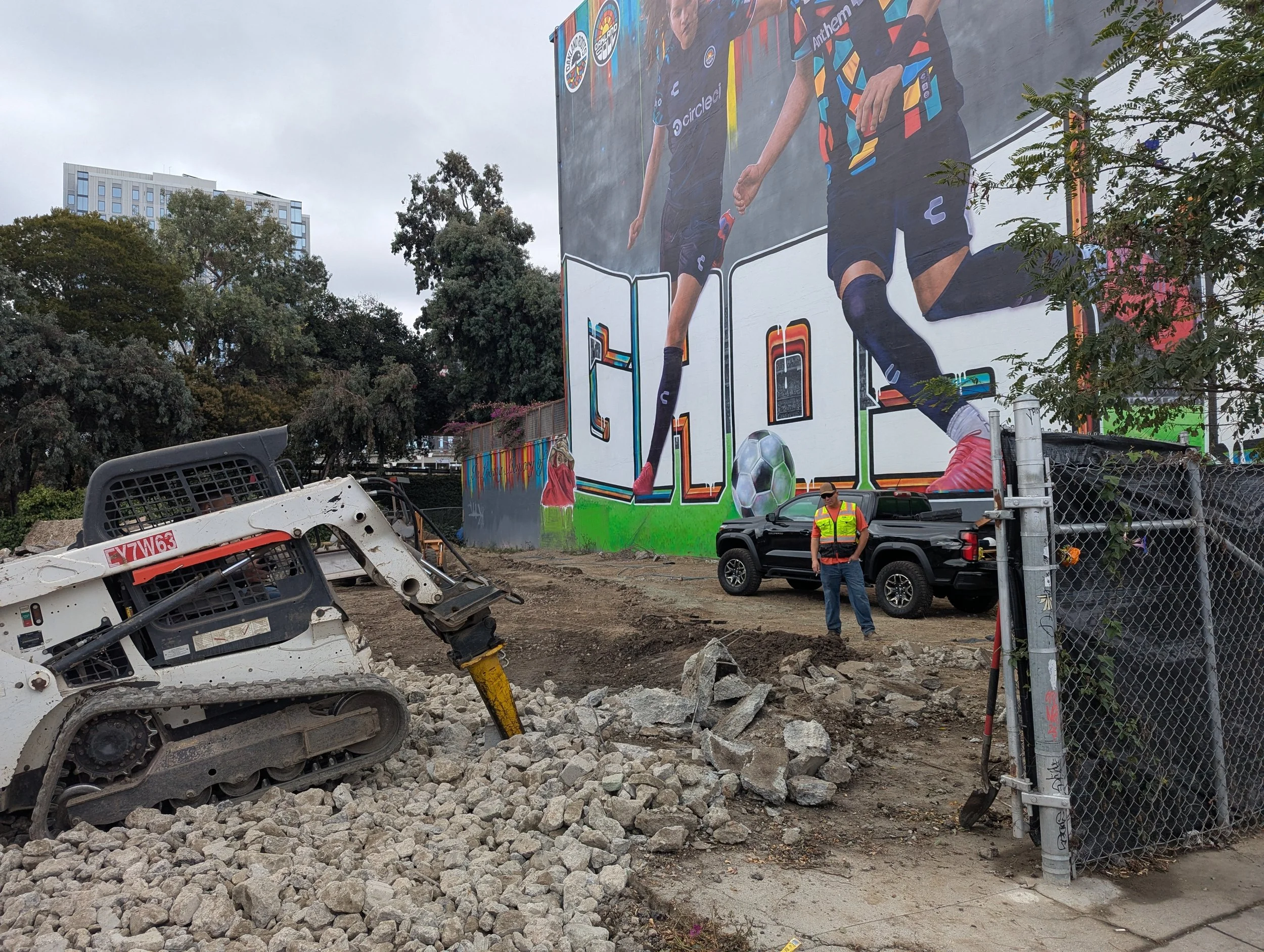 Oakland community soccer field demolition and grading by Solves All Engineering