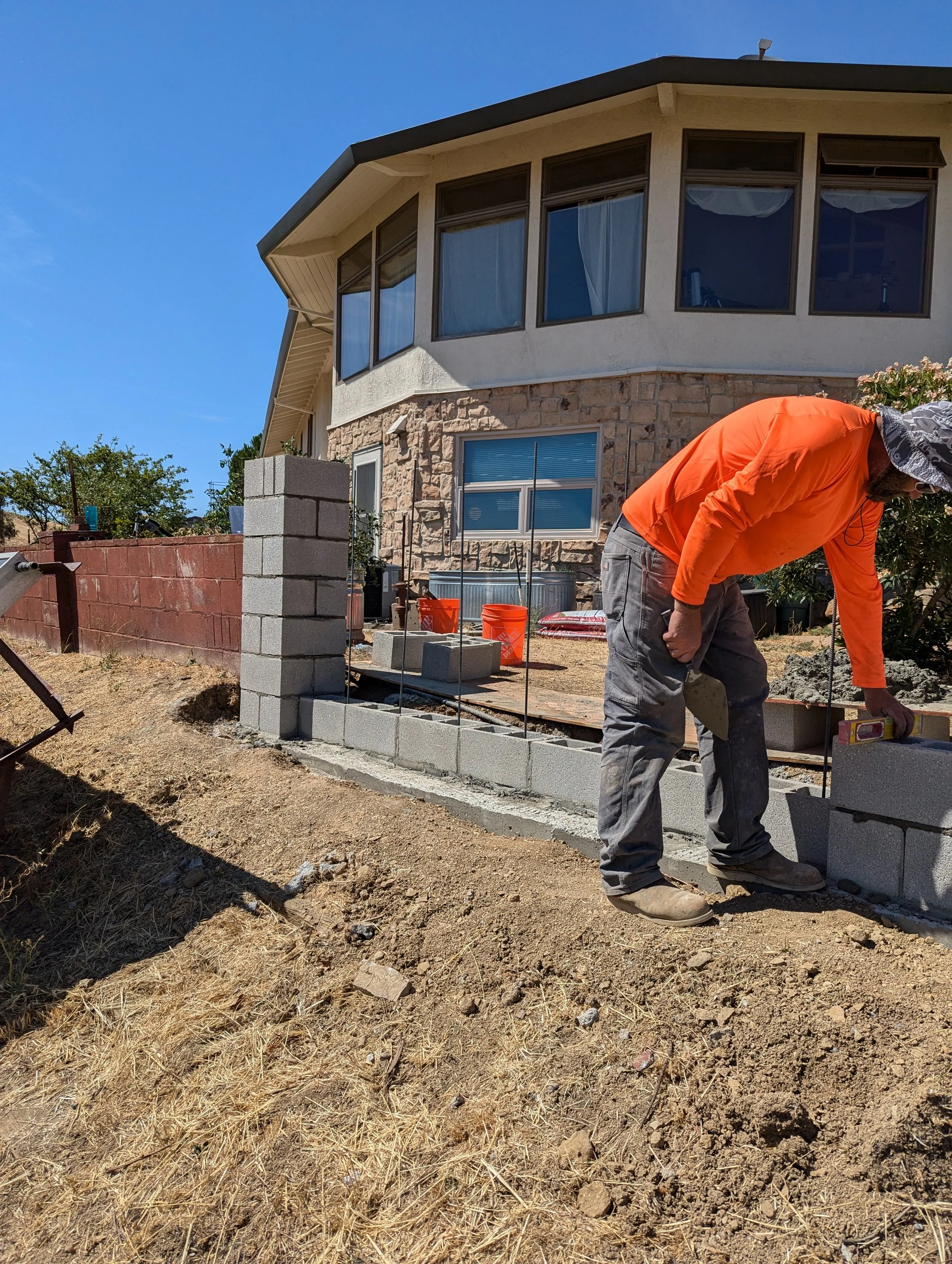 Cinder block CMU wall