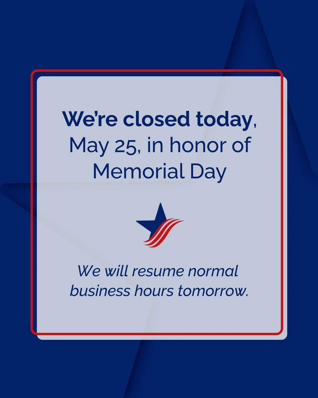 Today, we pause to honor and remember the brave individuals who made the ultimate sacrifice in service to our country. 🎖️🇺🇸

We are deeply grateful for their courage and for the local military families in our community. ❤️

In observance of Memori