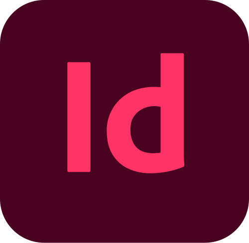 Adobe InDesign logo with a dark background and pink lowercase 'id' letters.